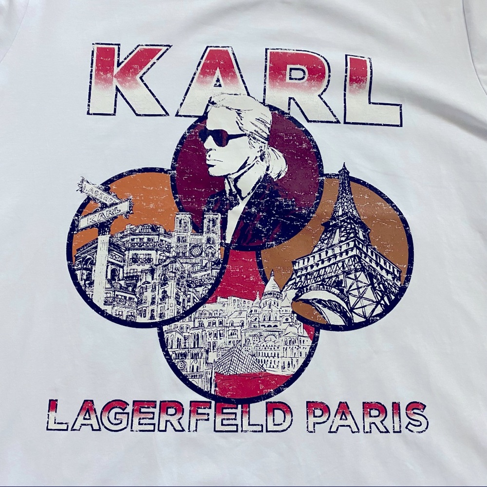 NWT Karl Lagerfeld Paris Graphic shirt Trendy - Chanel Director white Mild wne
